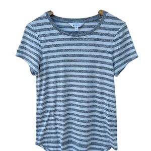 Market & Spruce Juuna Gray White Stripe Hi Lo Knit Top Casual ‎ XS NWOT